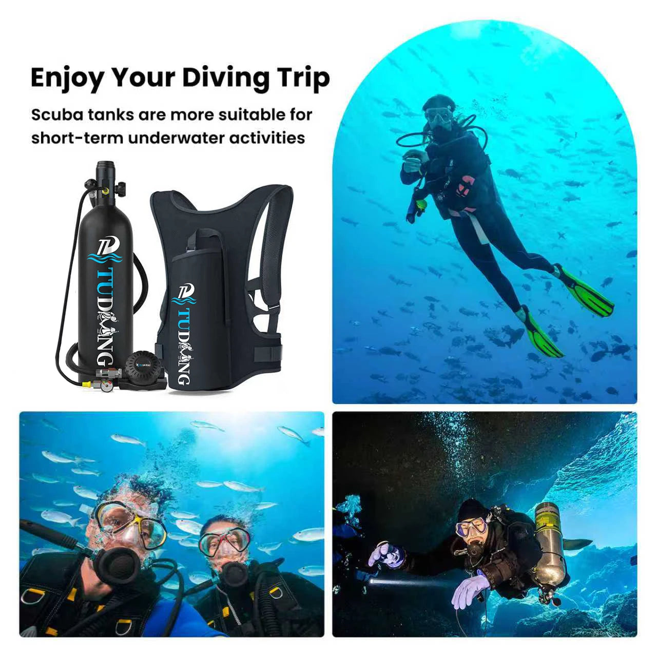 TUDIVING Portable Scuba Tank Support for 30-45 Minute Breathing