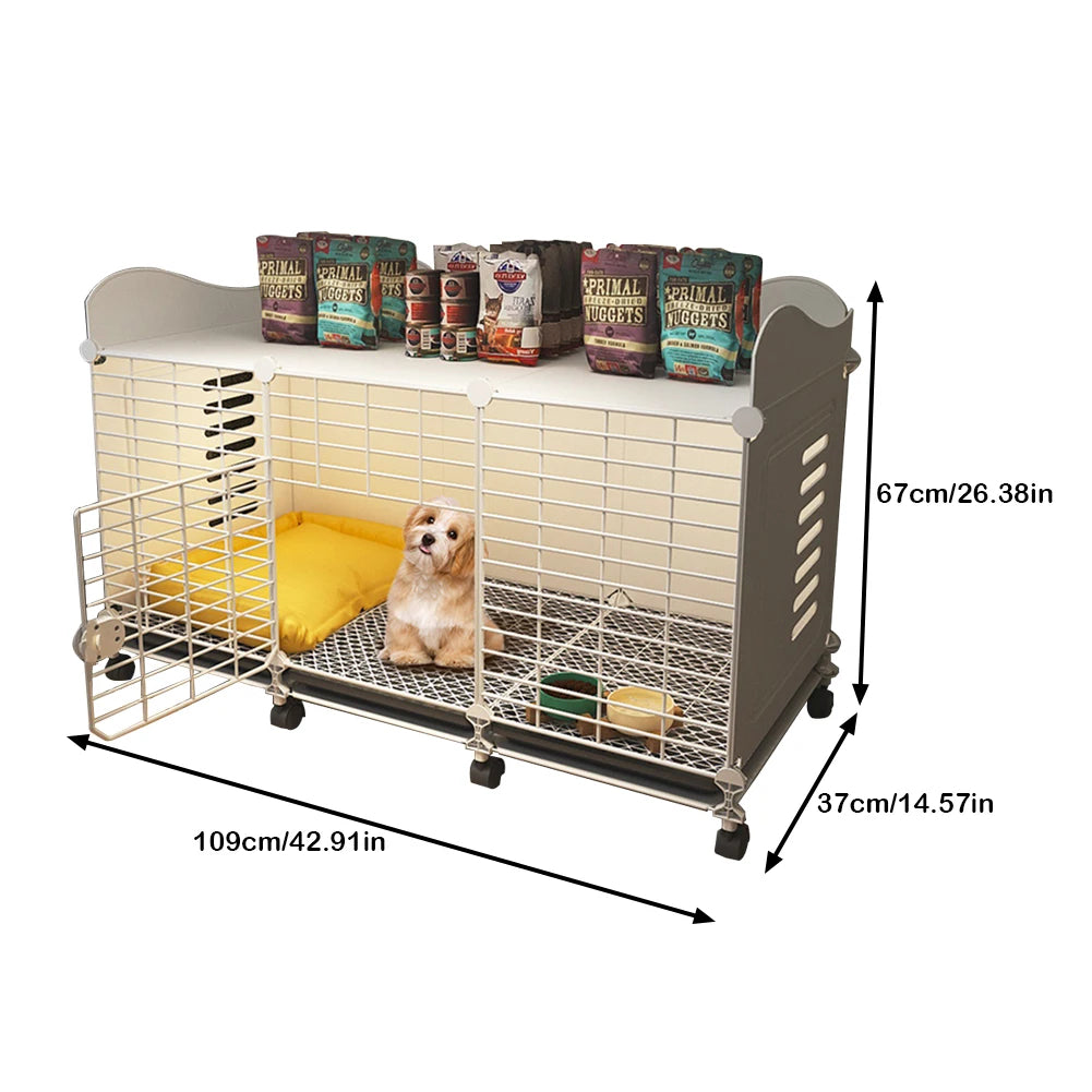 Dog Kennel with Wheels & Tray Dog Cage Crate Indoor Dog House Wired Cage Crate Dog Kennels for Small/Medium/Large Dog