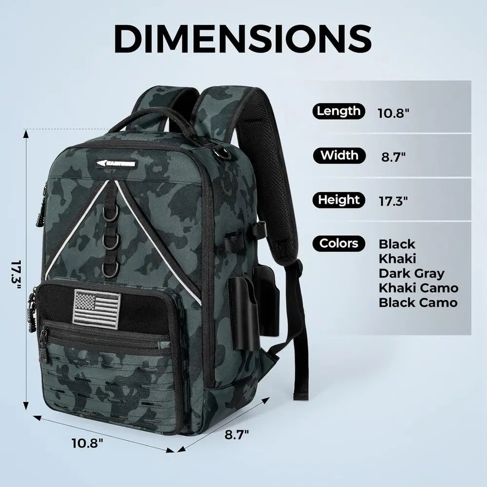Water-Resistant Fishing Tackle Backpack With Rod Holders