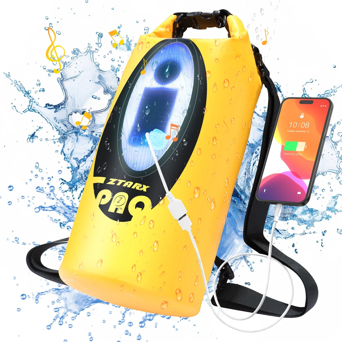 ZTARX Waterproof Hiking Camping Backpack Solar/Battery Powered Outdoor Climbing Sport Bag with Bluetooth Speaker ,55L