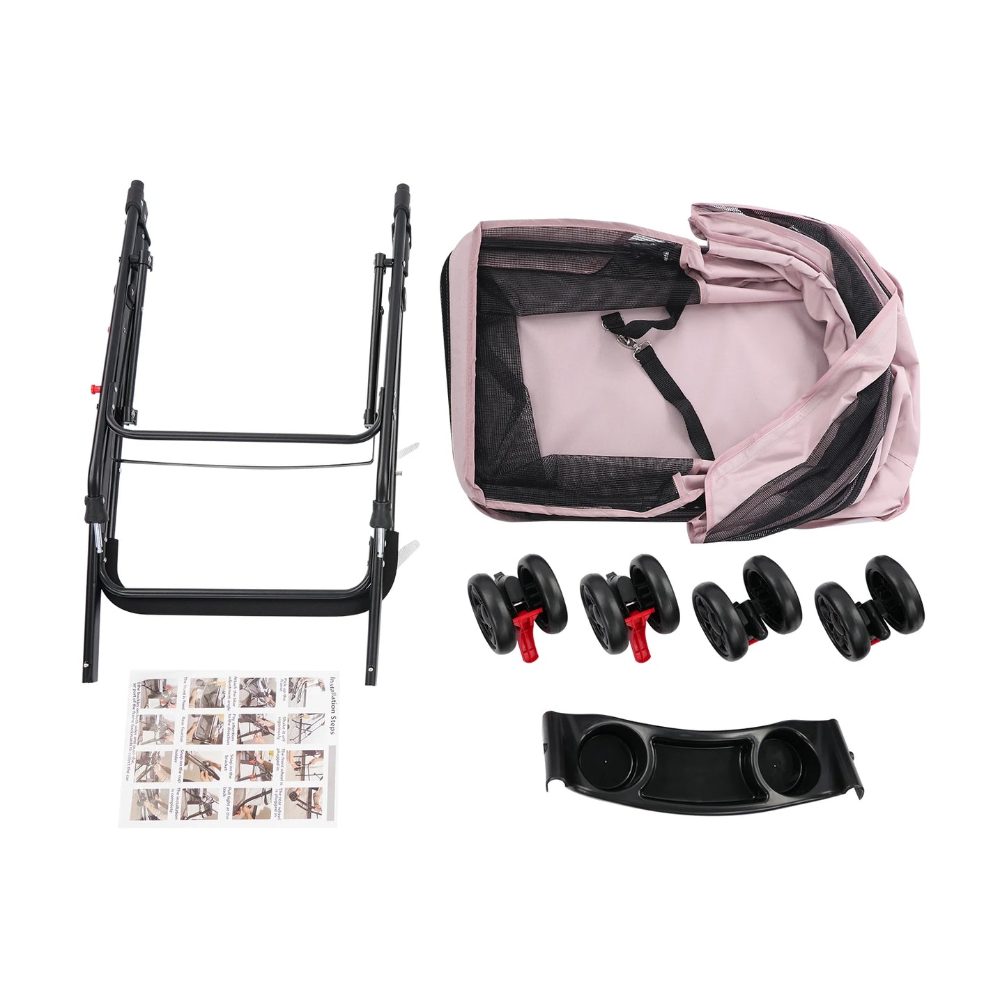 Foldable Pet Cart With 40lb Load And 360 Degree Front Wheels
