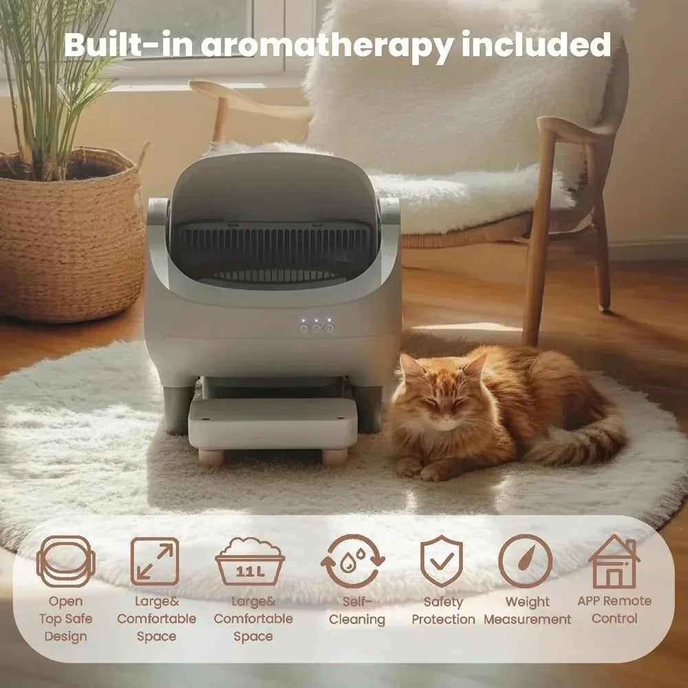Self Cleaning Automatic Cat Litter Box With Raised Step