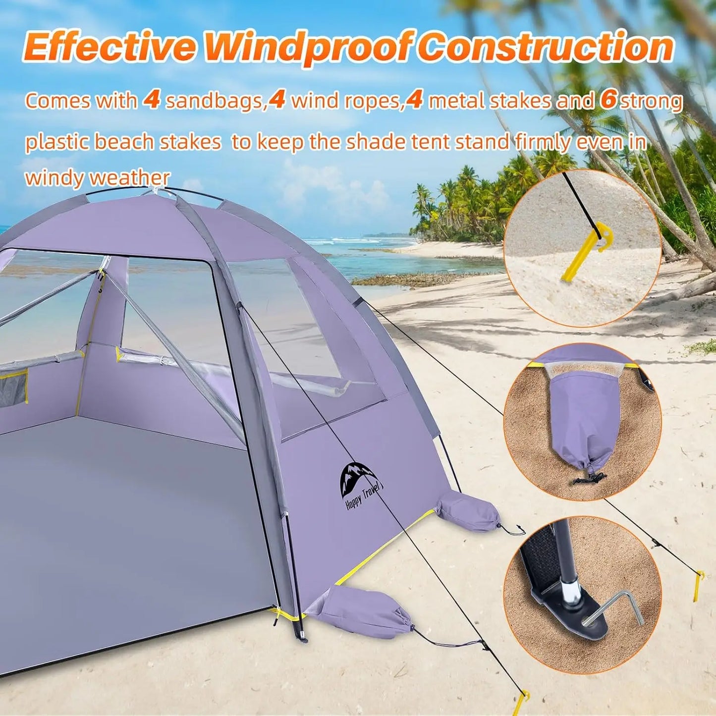 Portable Beach Tent UPF 50+ Sun Shade Shelter For Family