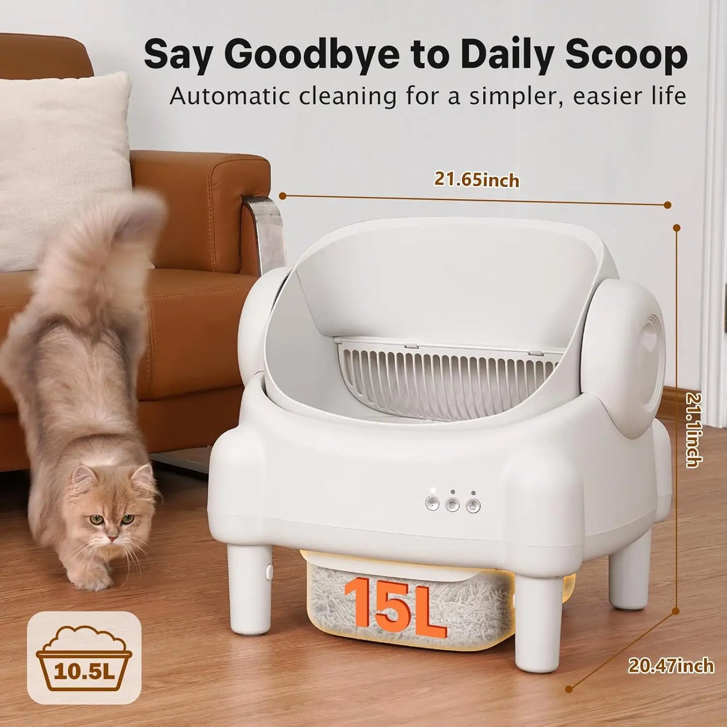 Self Cleaning Litter Box With App Control And Safety Sensors