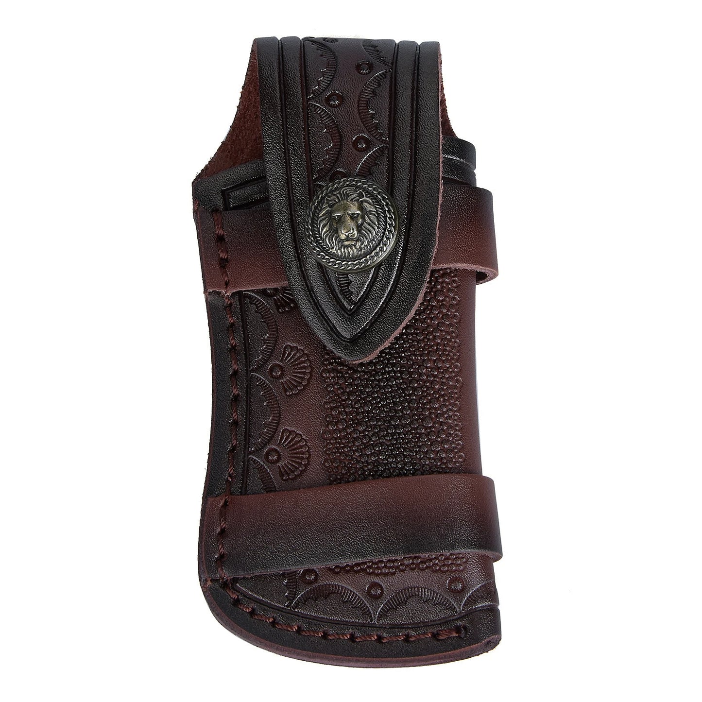 High Quality Carved Leather 4" Knife Pouch Head Layer Cowhide Folding Knife Holster Storage Pocket Outdoor Knife Case