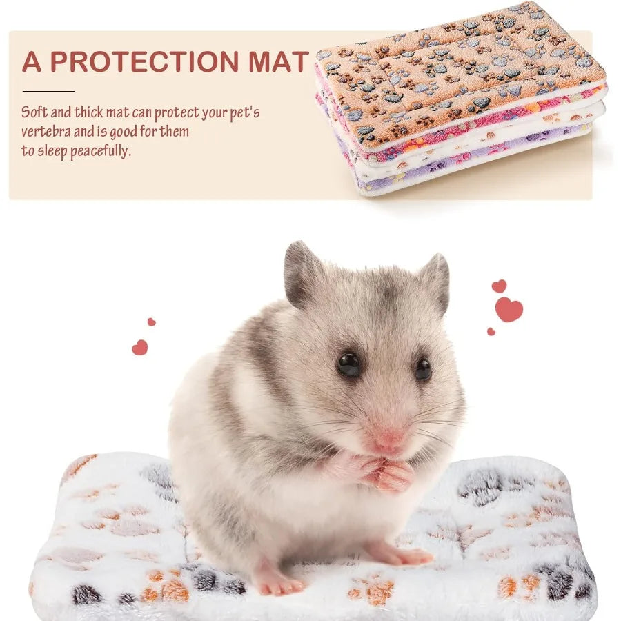 8 Pcs Reversible Fleece Bed Mat for Small Indoor Pets Including Guinea Pigs Cats and Dogs Warm Washable Soft Cushion for Kennel