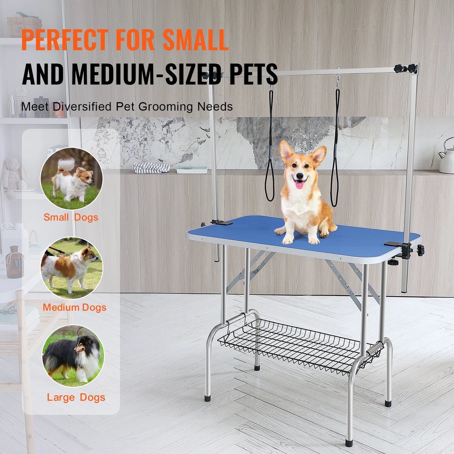 SucceBuy Dual Arm Pet Grooming Table With Foldable Dog Stand