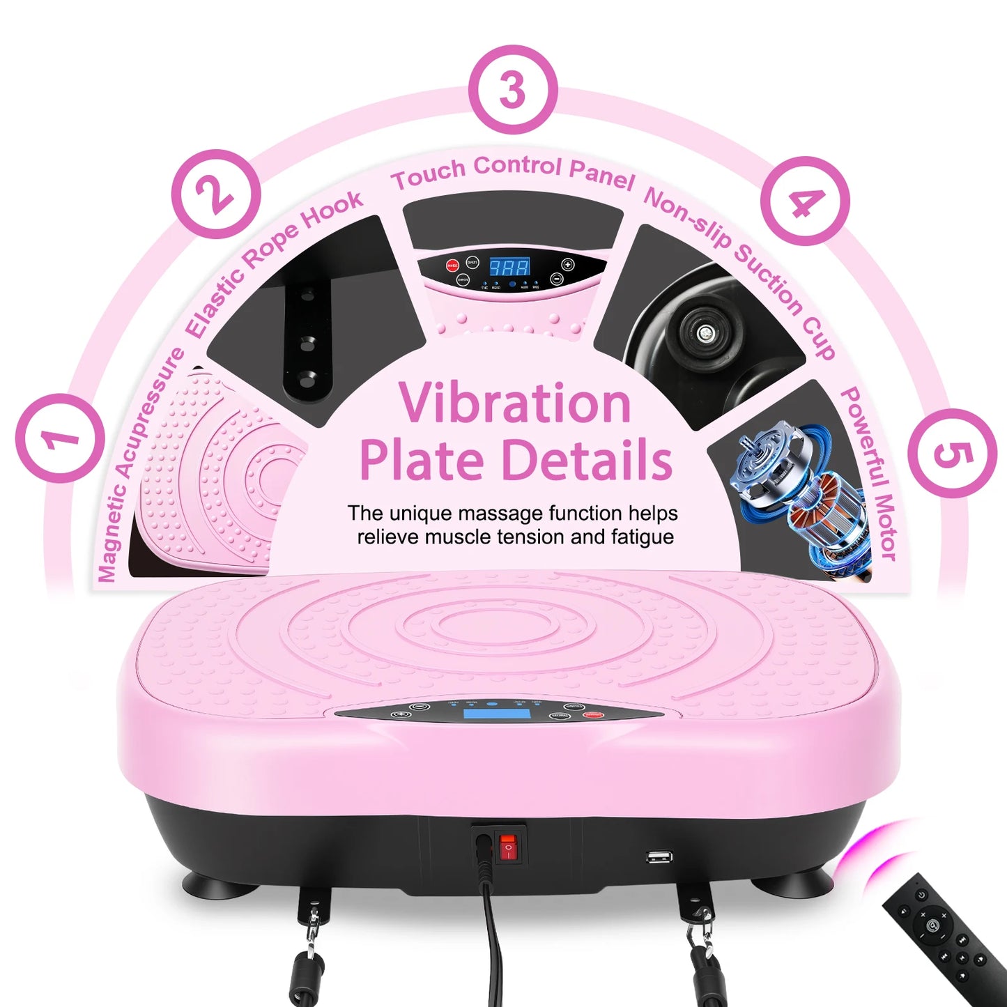 Portable Vibration Plate Exercise Machine With Bluetooth Bands And Straps