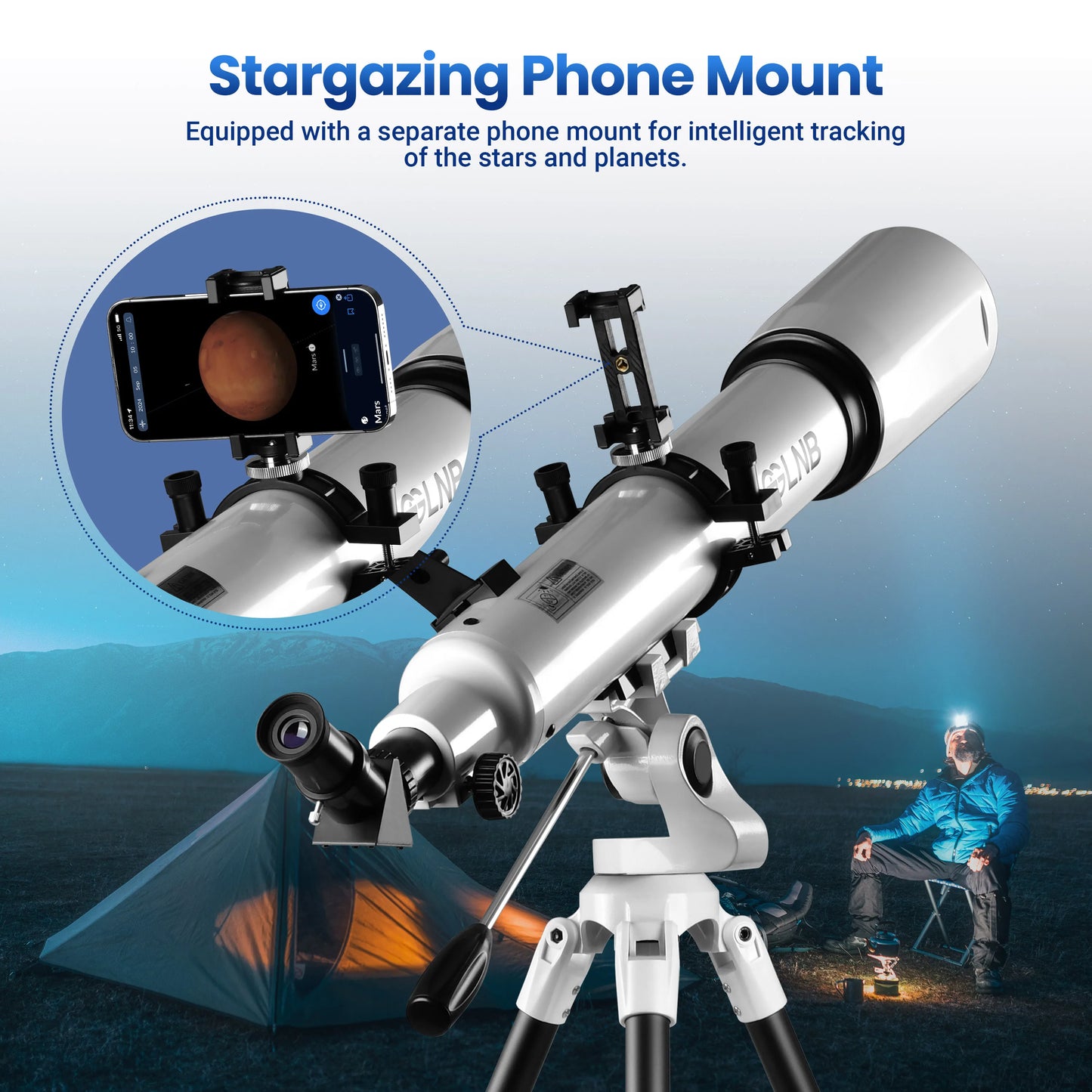 ESSLNB 80mm Aperture 700mm Astronomy Telescope with Phone Adapter Wireless Remote Stargazing Phone Mount for Beginners Adults