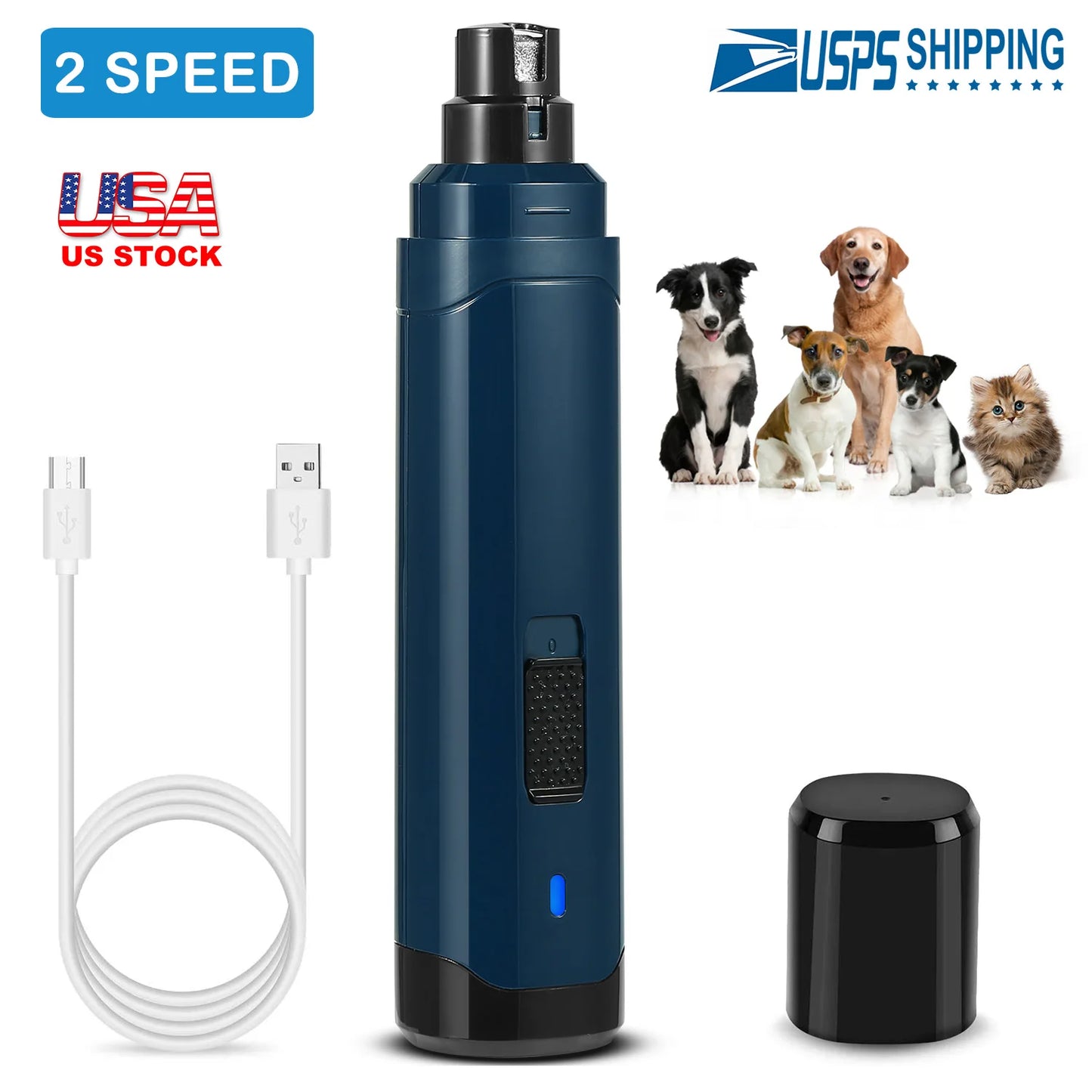 Quiet Pet Nail Grinder Electric Dog Trimmer USB Rechargeable