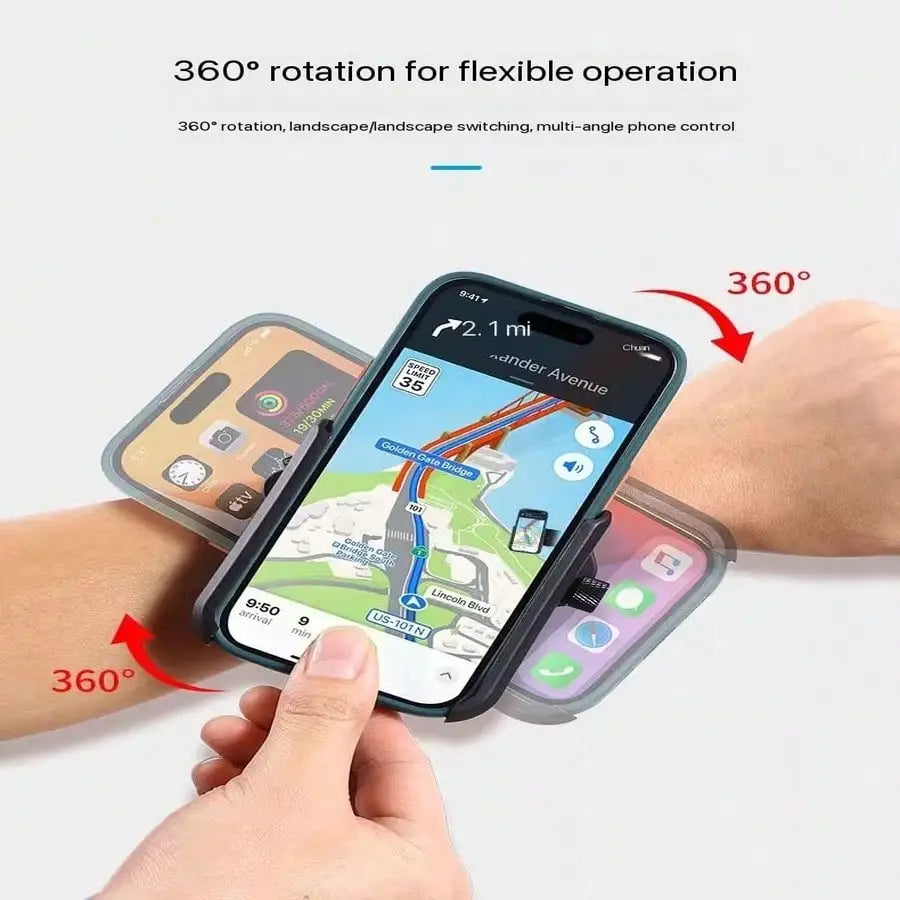 Adjustable Phone Holder Wrist Armband 360 Rotation Detachable Strap