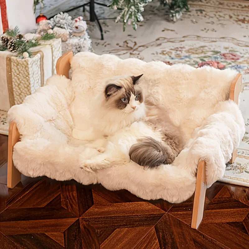 Elevated Solid Wood Pet Couch Bed Cat and Dog Sofa