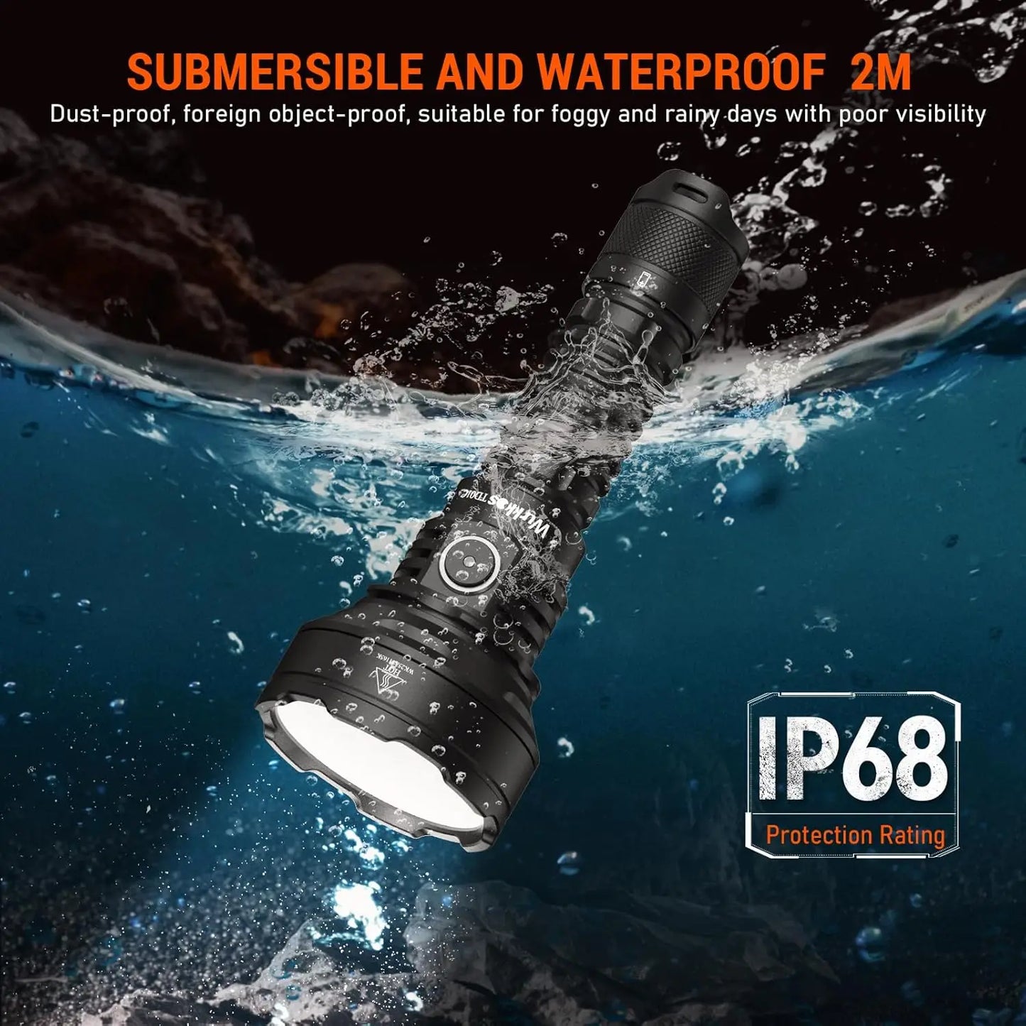 Wurkkos TD01C Tactical Flashlight, USB Rechargeable, 1800 Lumens, Ultra-Long-Range, Ideal for Outdoor Fishing, Tail Switch