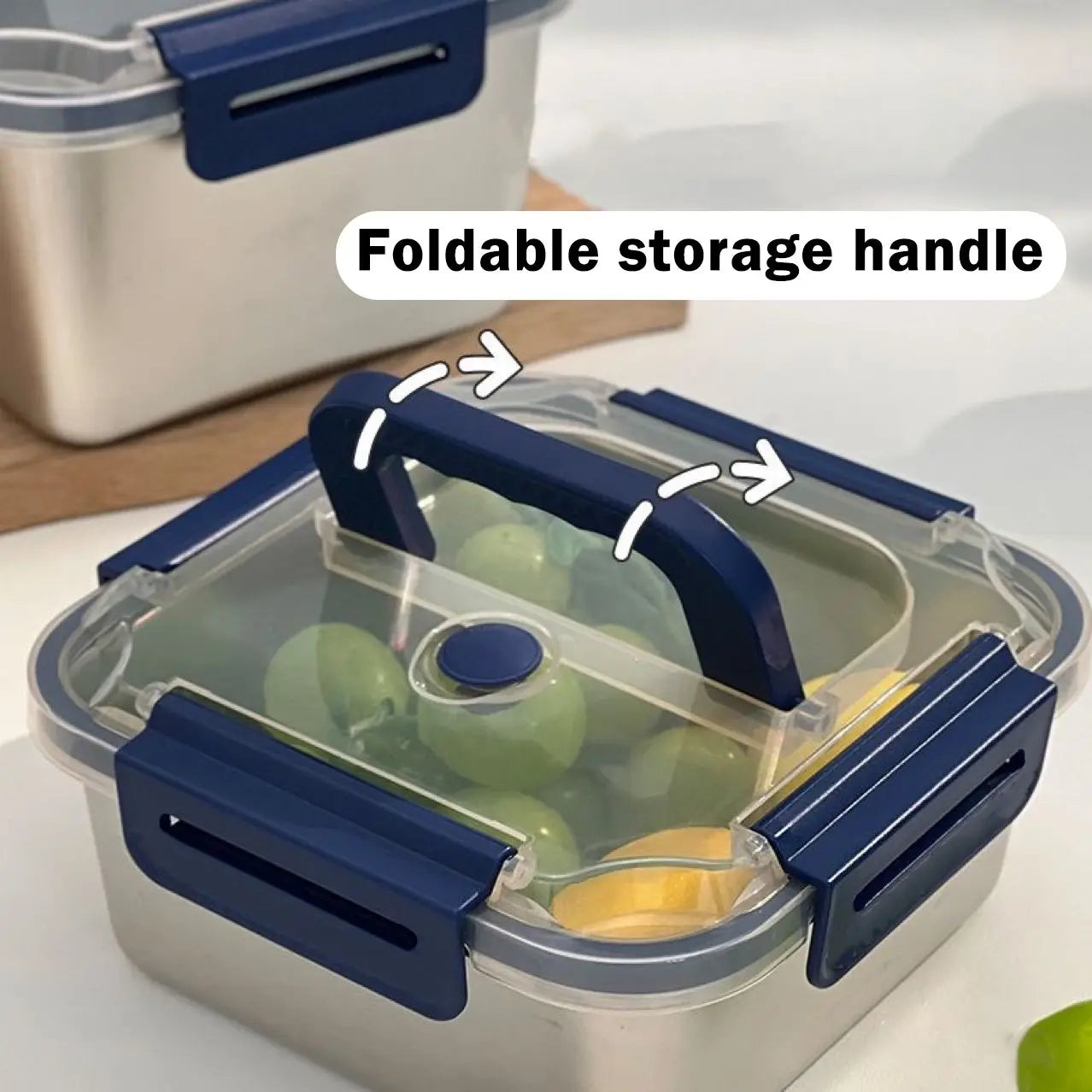 2PCS Extra-Large Stainless Steel Food Storage Containers With Blue Lids - Deep Design, Airtight Seal, Lunch Boxes for Kitchen