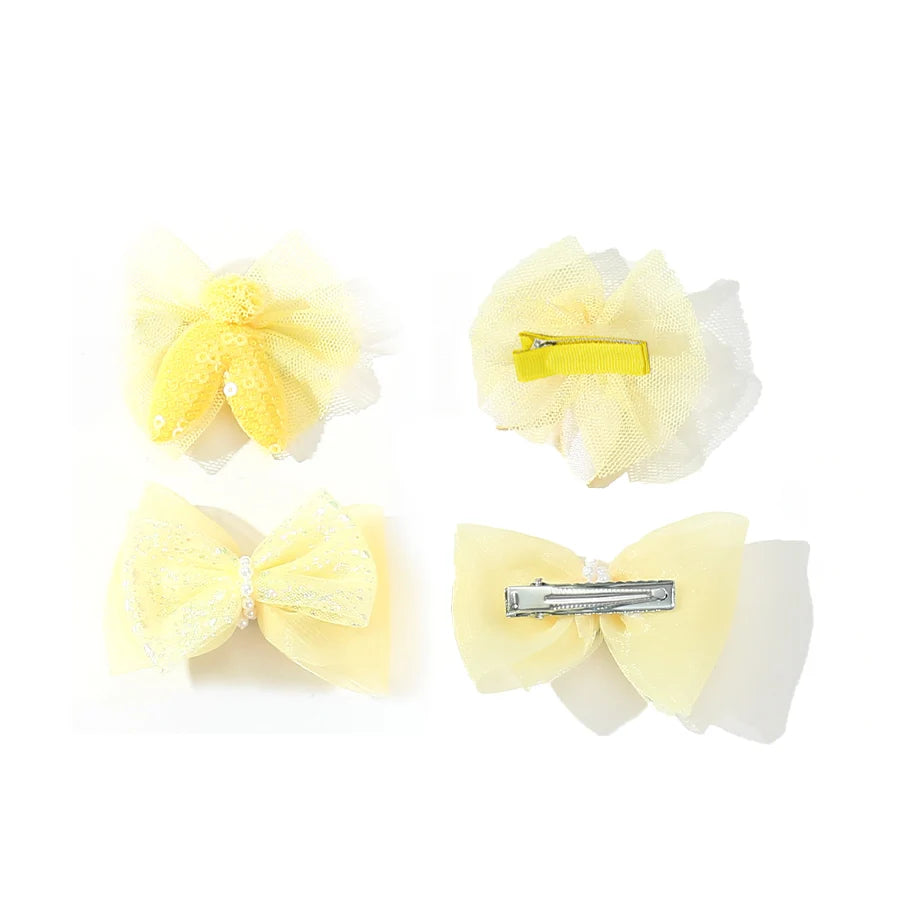 4pcs Dog Bows Stylish Hair Clips for Fur Pet Yorkie Cute Topknot Bows Flower Hair Bin Adorable Puppy Grooming Barrette