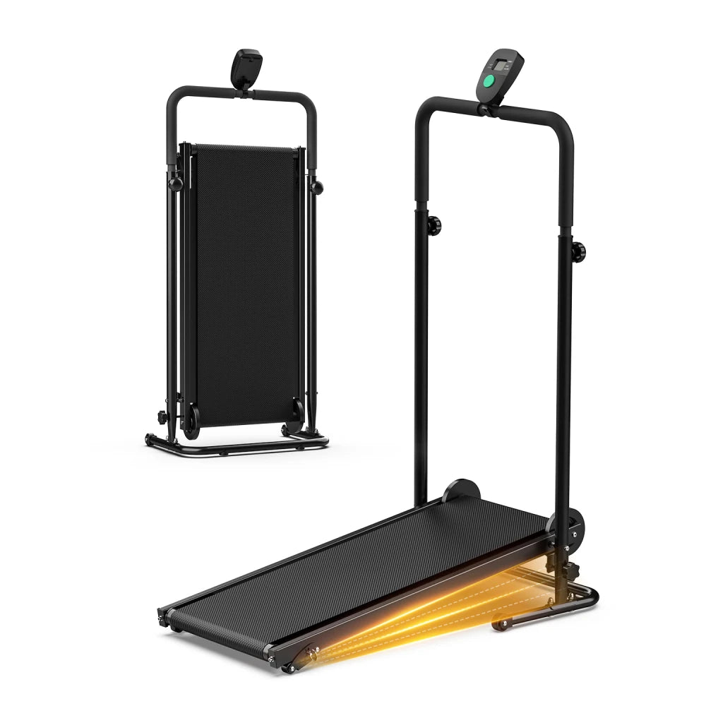 AKLUER Non Motorized Foldable Treadmill With Dual Flywheels