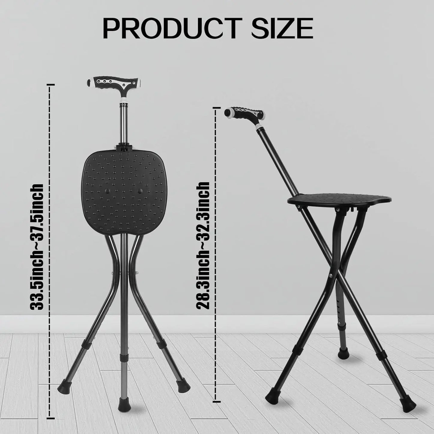 Folding Cane With Seat Adjustable Aluminum Walking Stick