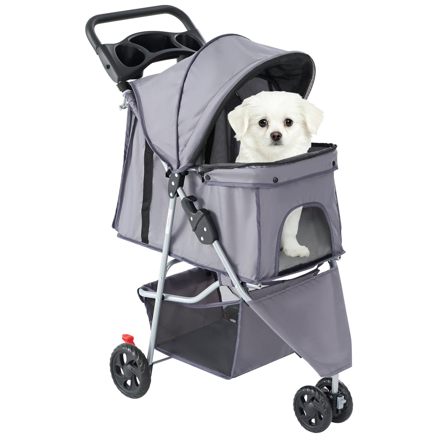 JHK Foldable 3-Wheel Pet Stroller For Small Dogs And Cats With Mesh Windows