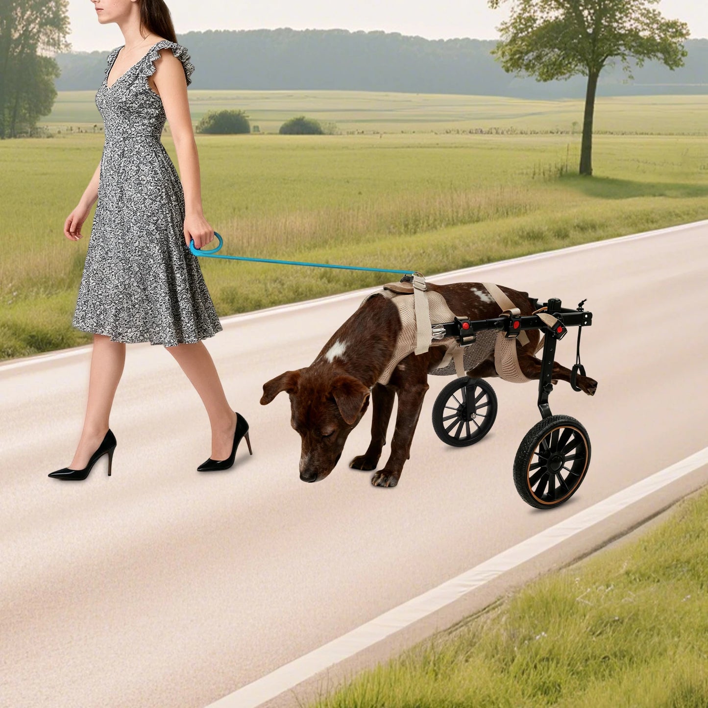 Bymaocar 2-Wheel Pet Walking Aid Wheelchair for Back Legs