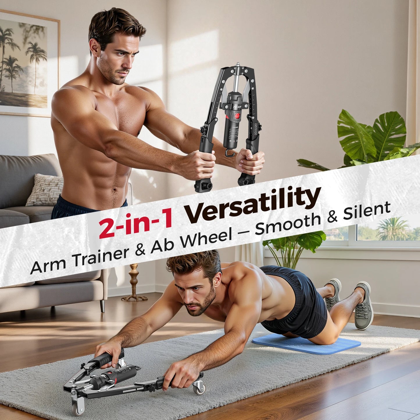 FlyBird 3-In-1 Twister Arm Trainer With Ab Roller Wheel And Hydraulic Resistance