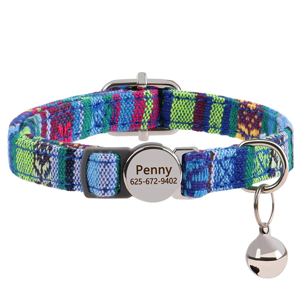 Quick Release Nylon Cat Collar With Personalization And Breakaway Safety