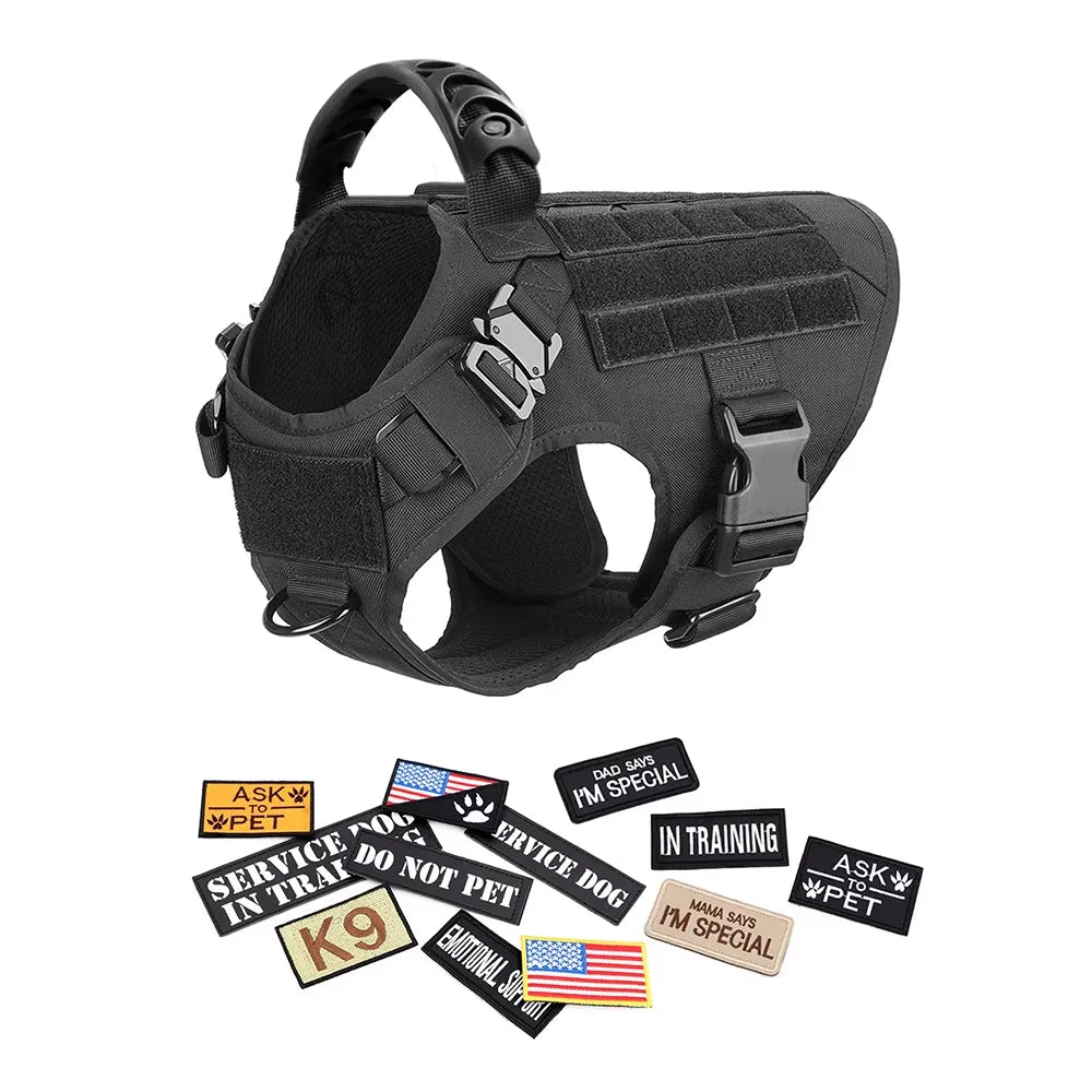Military Dog Harness Vest Set For Malinois Training Tactical Accessories