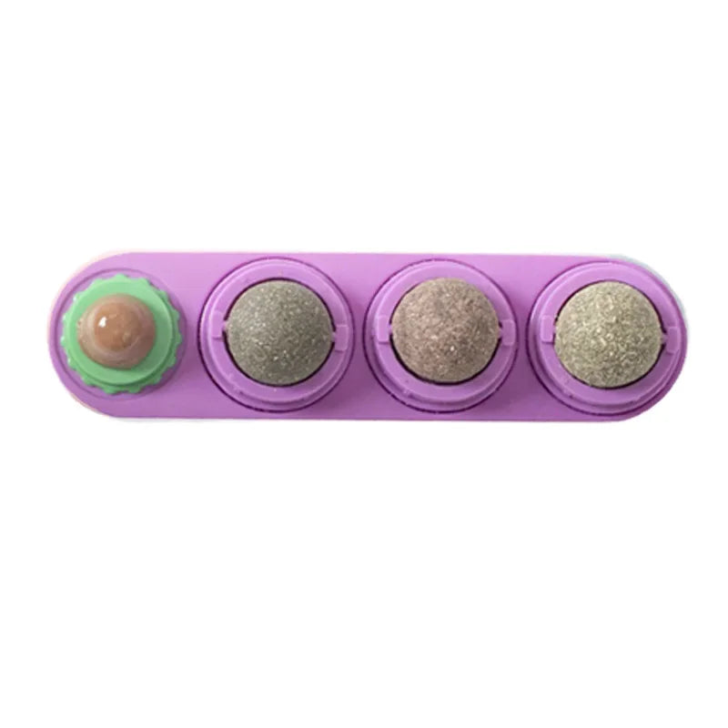 Rotating Catnip Silver Vine Ball Toy Wall Stick On