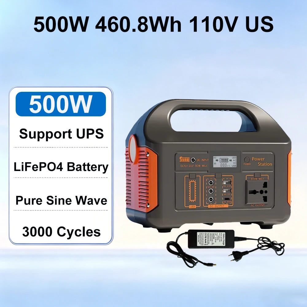 GaiaRay 460.8Wh LiFePO4 Portable Power Station Solar Generator
