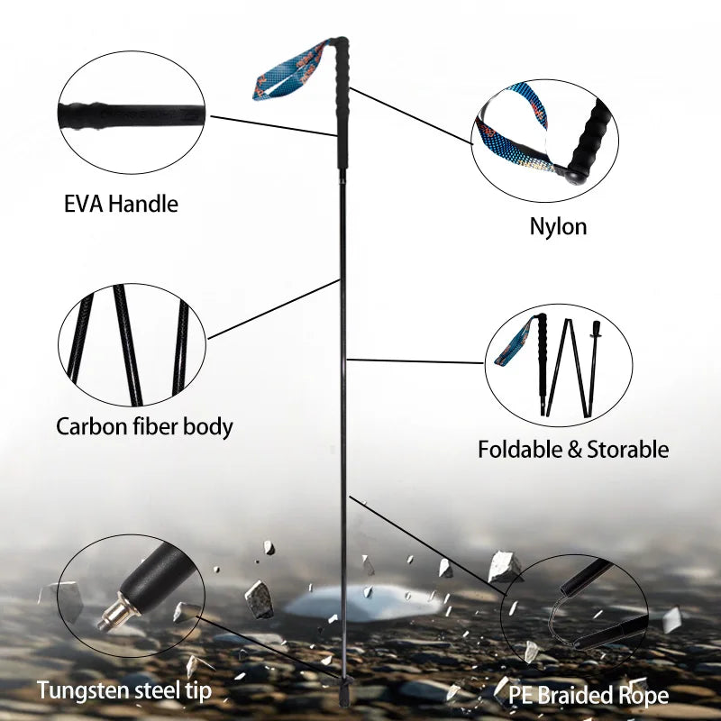 OKHEALING Foldable Carbon Fiber Trekking Poles For Nordic Walking