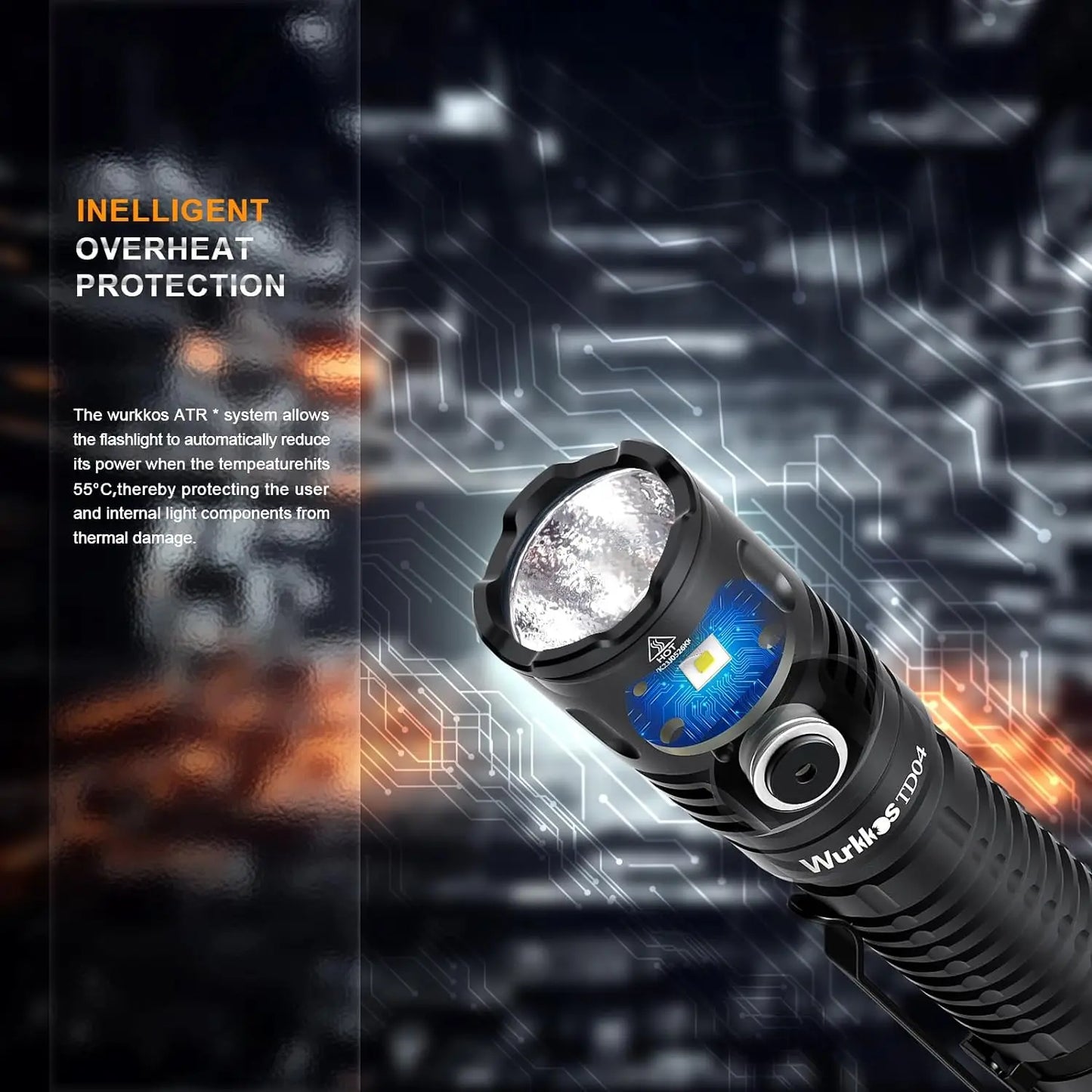 Wurkkos TD04 21700 USB C Rechargeable Dual Mode Tactical Flashlight