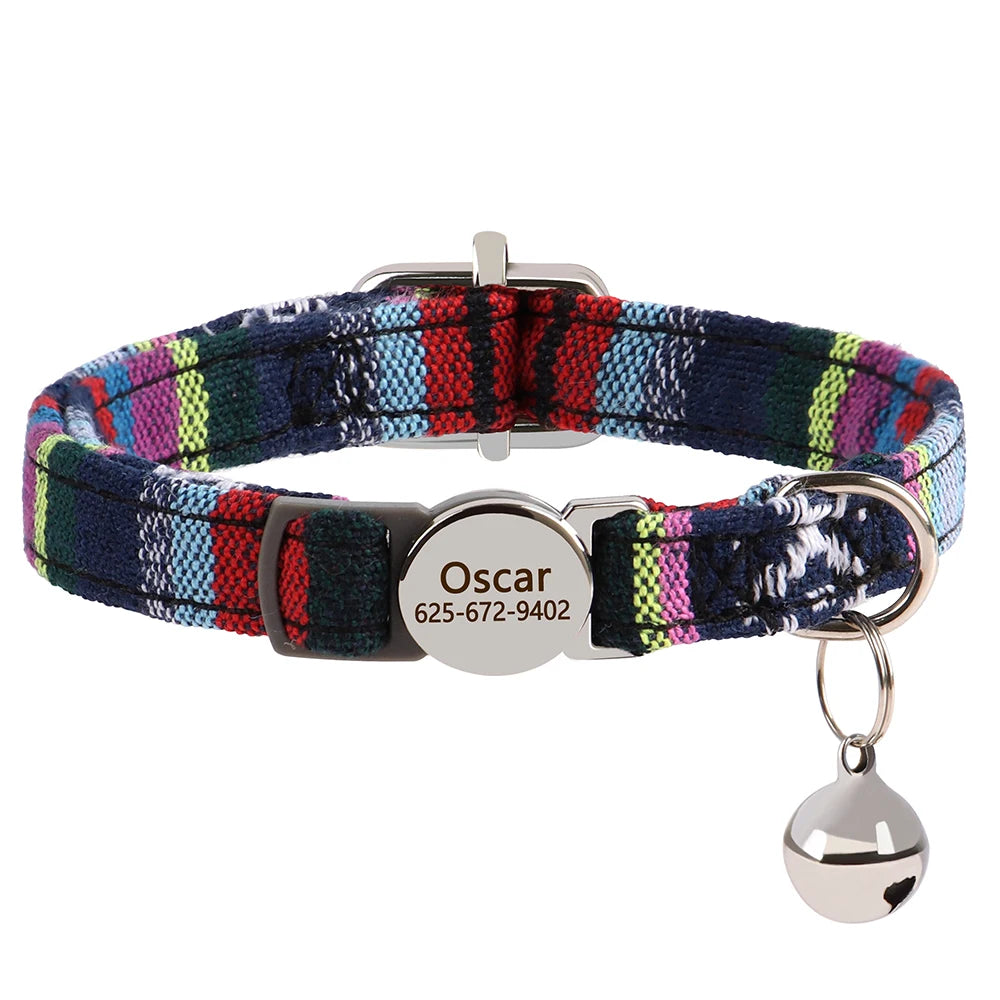 Quick Release Nylon Cat Collar With Personalization And Breakaway Safety