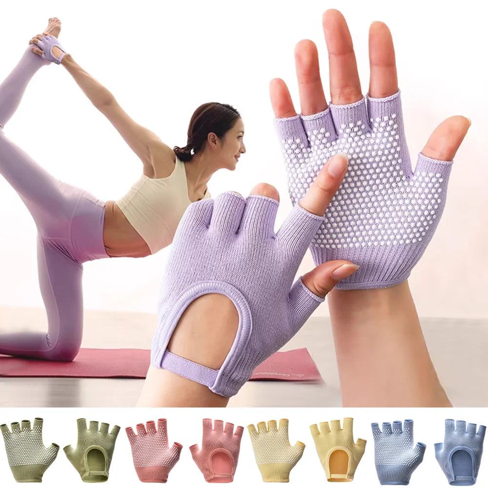 Women Half Finger Anti Slip Yoga Gloves For Pilates