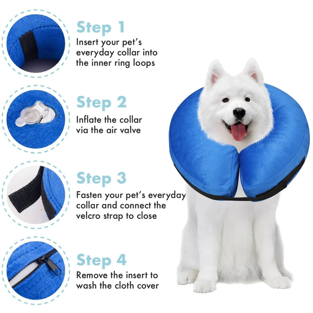 Inflatable Pet Recovery Collar For Dogs And Cats Soft Safety