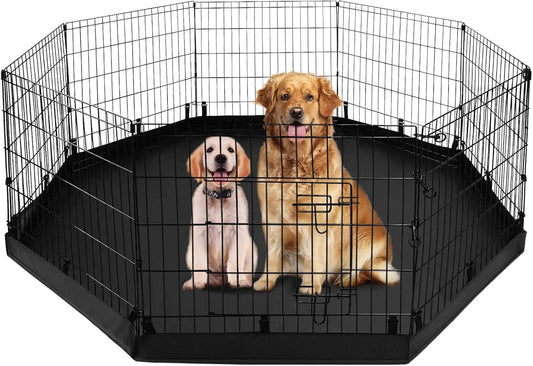 Foldable Metal Dog Playpen with 8 Panels & Bottom Pad, Indoor Outdoor Pet Fence for Small Medium Pets