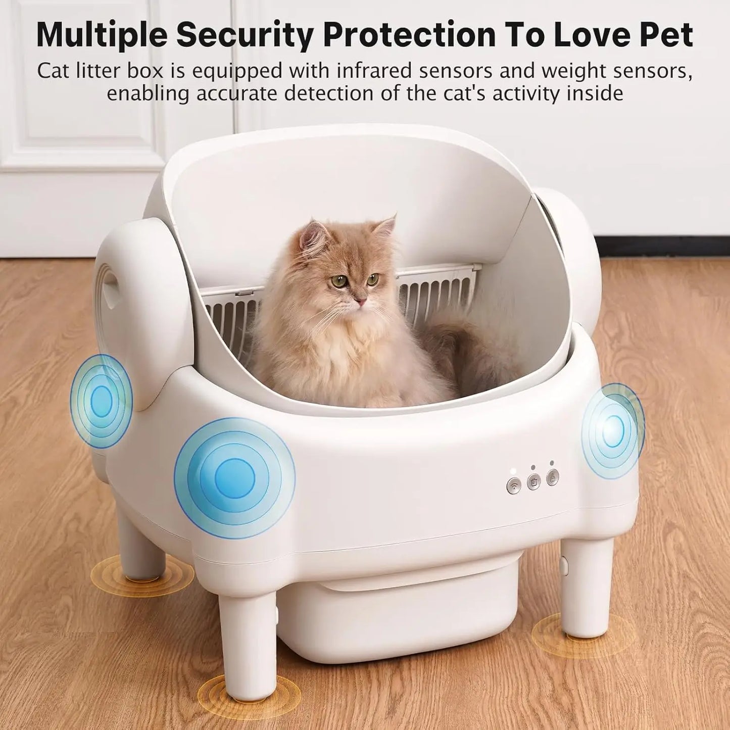 Self Cleaning Litter Box With App Control And Safety Sensors