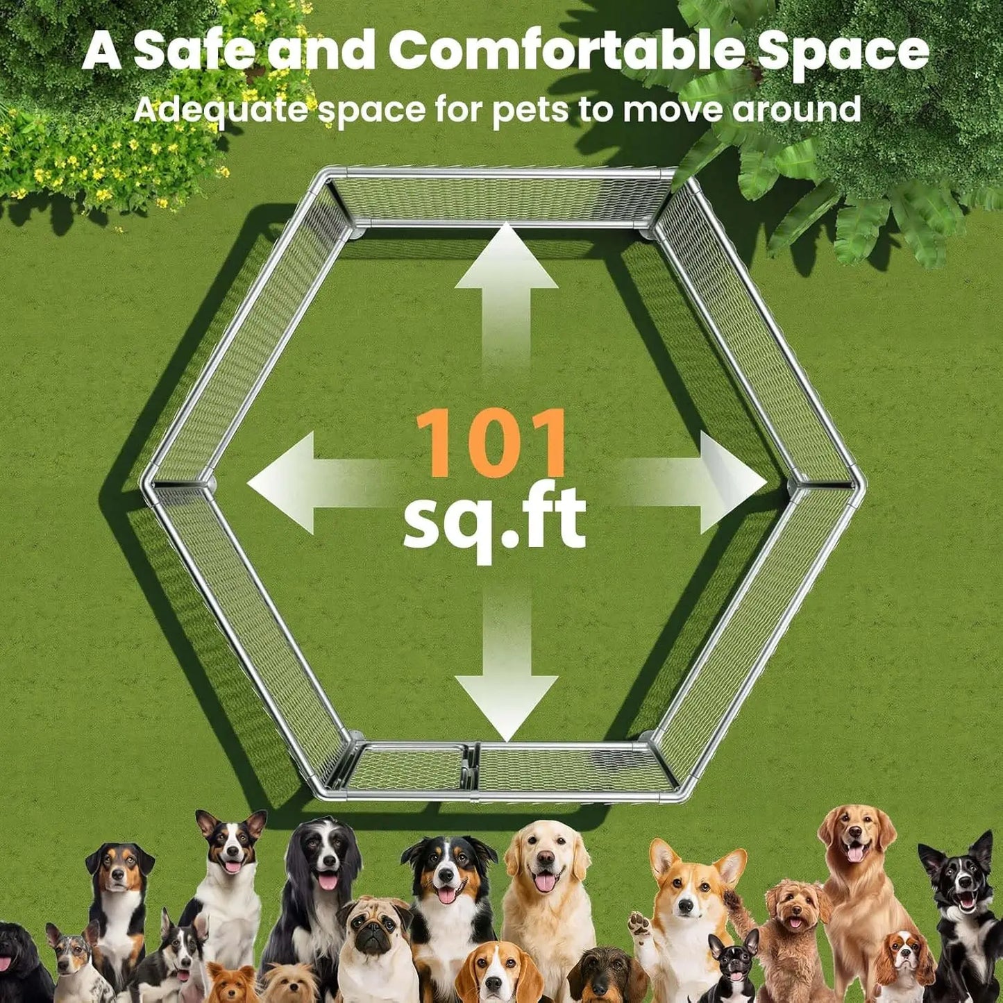 12.5'x12.5' Outdoor Dog Kennel with Roof, Heavy Duty Dog Enclosure for Run Exercise Yard, Galvanized