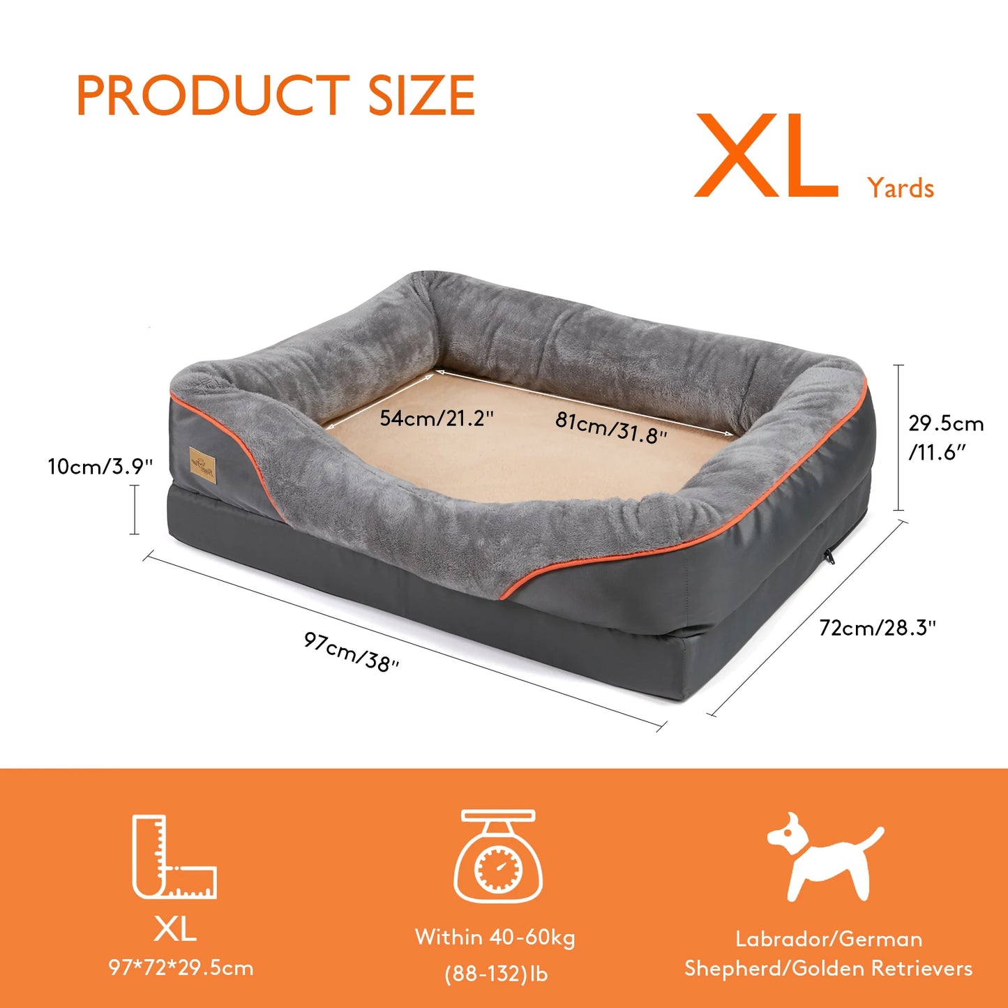 BINGOPAW Orthopedic Memory Foam Bolstered Dog Bed Couch