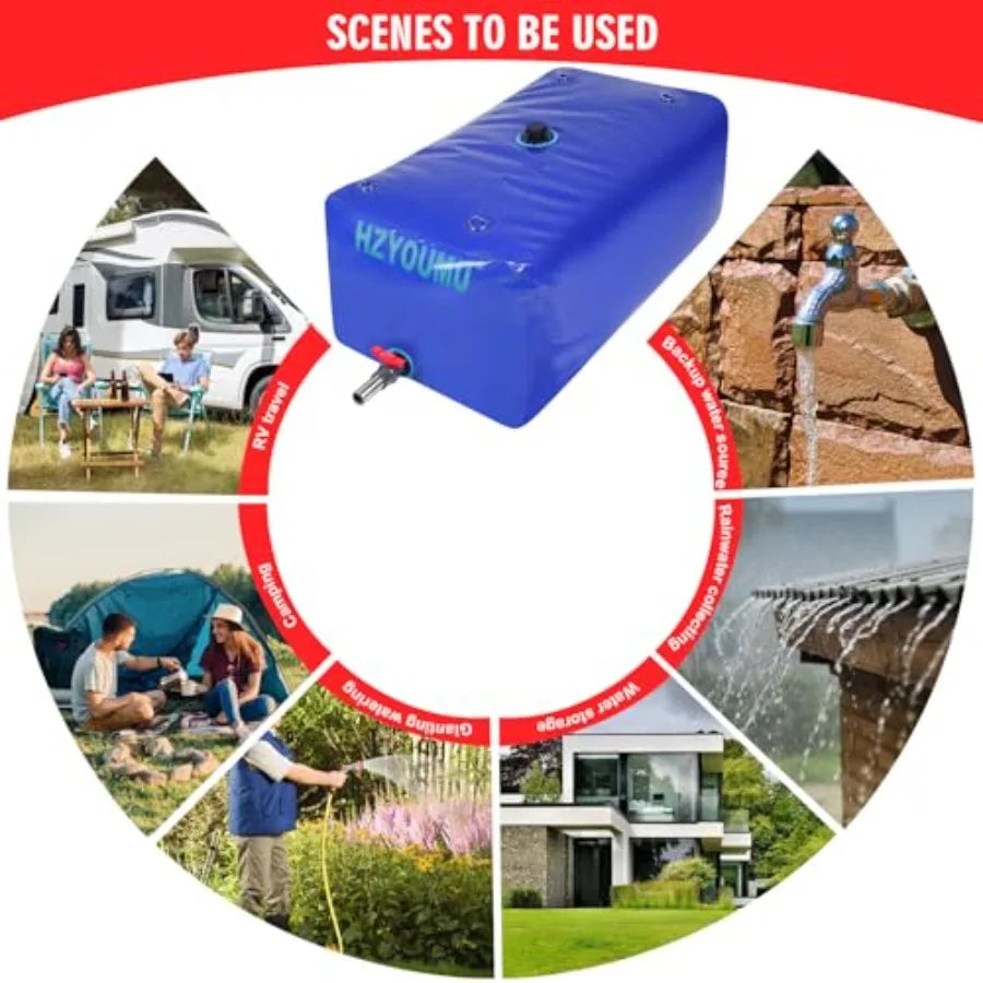 Foldable 240L Water Tank Storage Container Soft Bag for Outdoor Use Portable Large Ccity Waterproof Bladder in Blue with Easy C