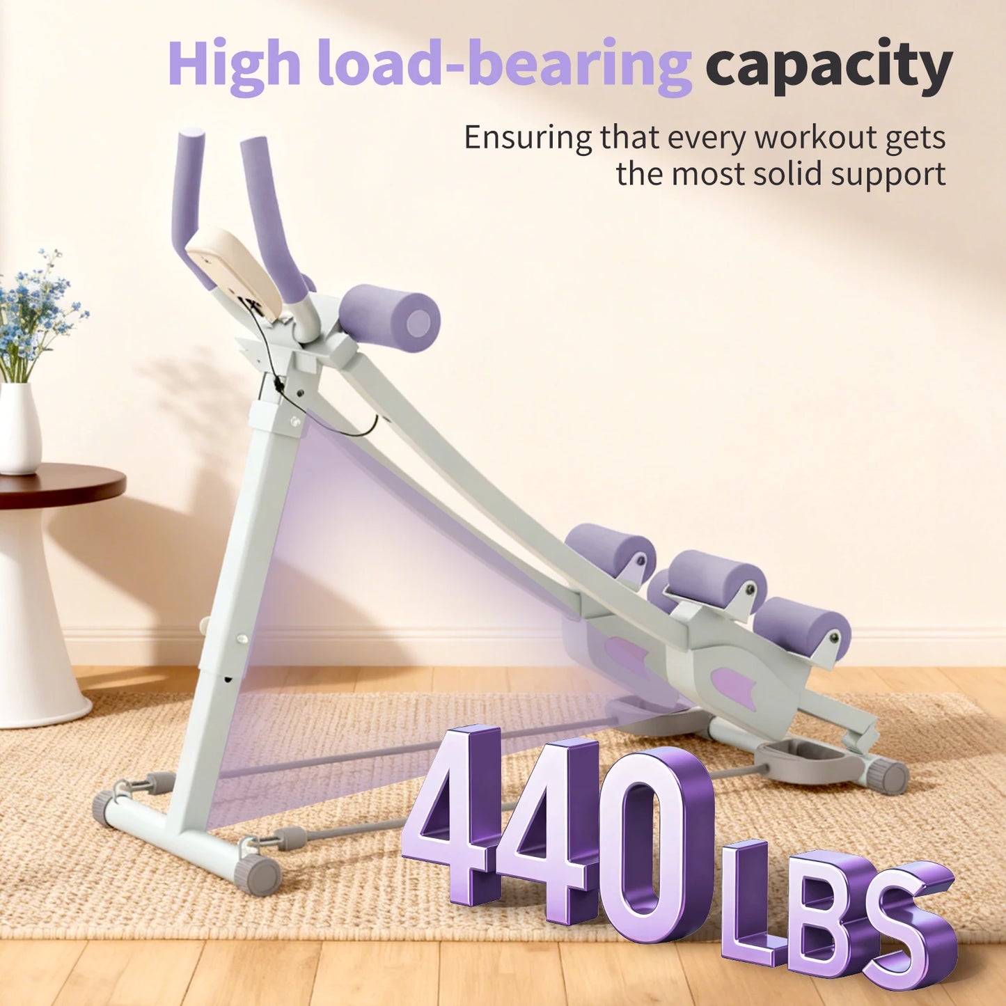 Abdominal Curling Exercise Machine With Adjustable Dual Track Trainer