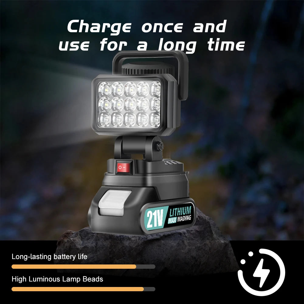 LED Outdoor Emergency Light USB Rechargeable 18V Lithium Battery Automotive Repair Light Night Work Electric Wrench Illumination