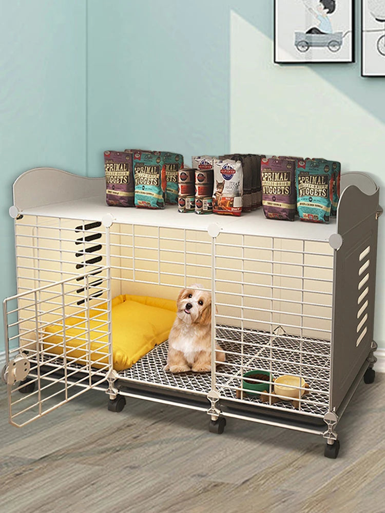 Dog Kennel with Wheels & Tray Dog Cage Crate Indoor Dog House Wired Cage Crate Dog Kennels for Small/Medium/Large Dog
