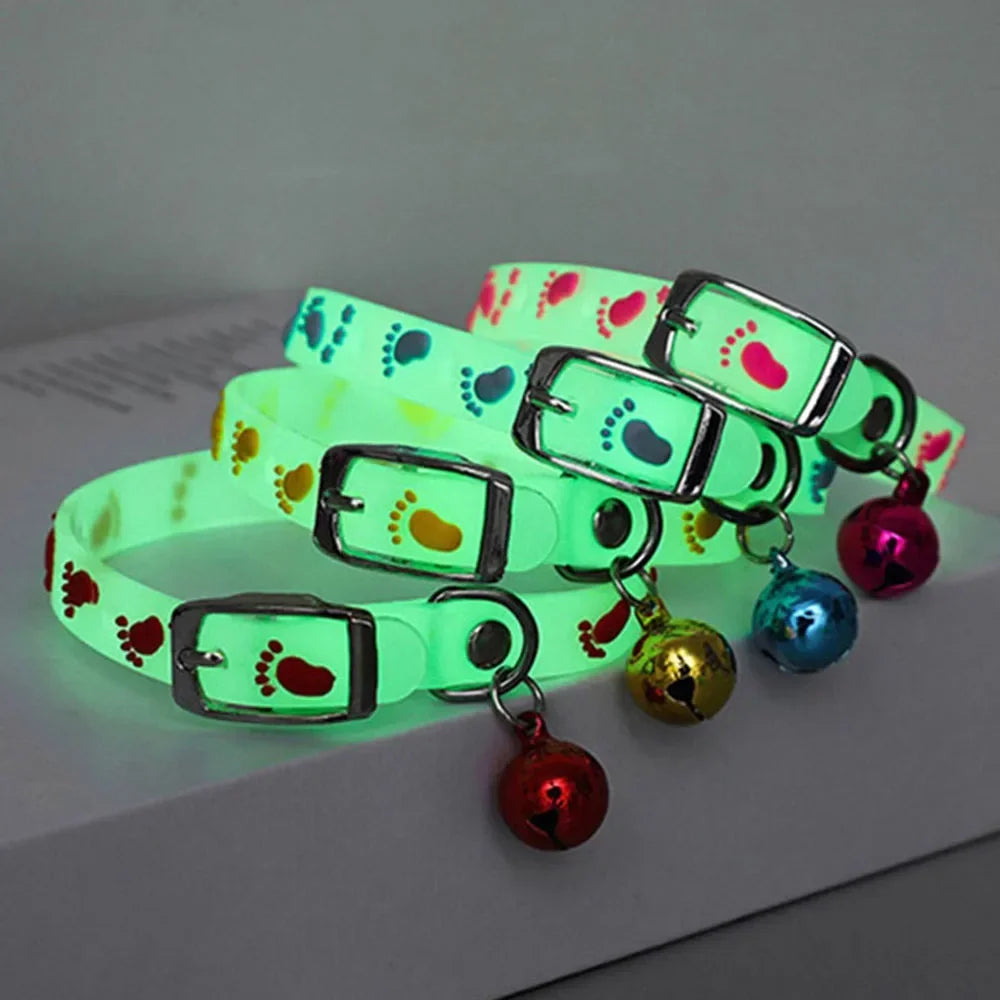 Luminous Cat Necklace Silicone Glow Collar With Bell