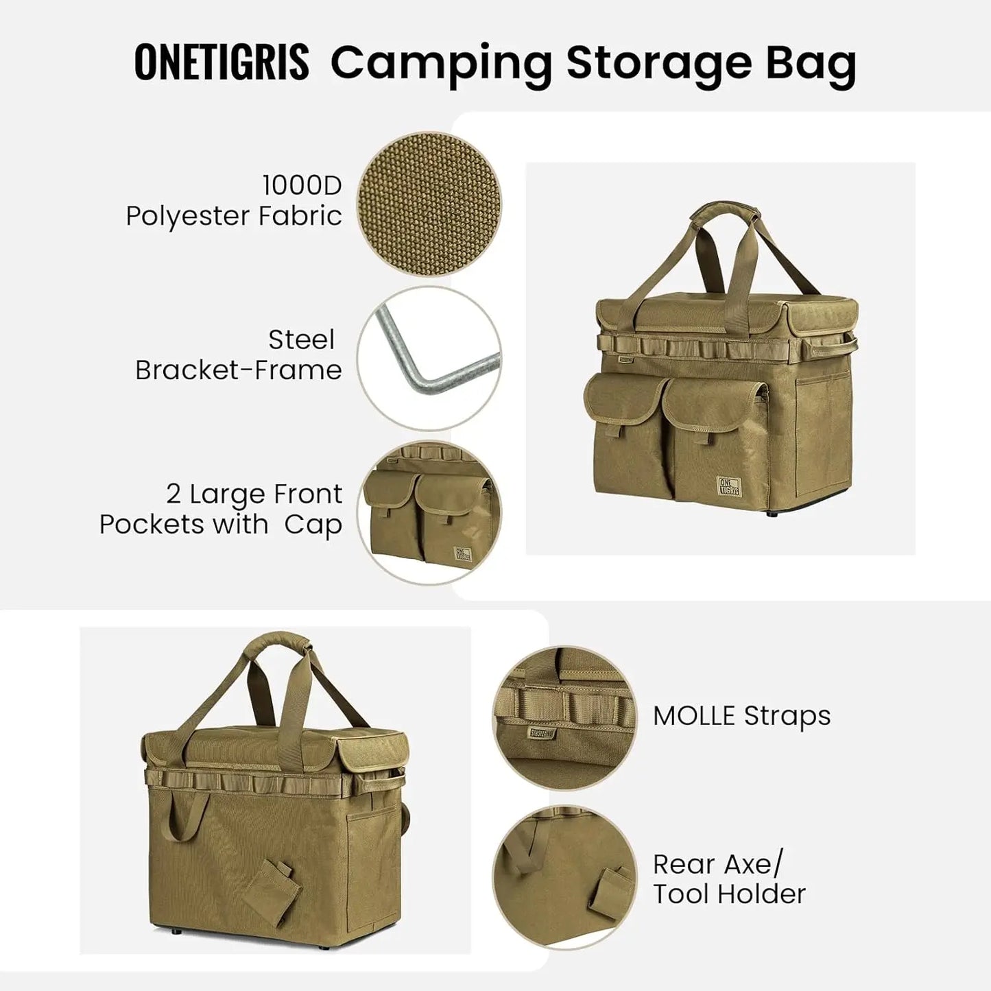 Camping Storage Tote Bag With Lid Collapsible Organizer