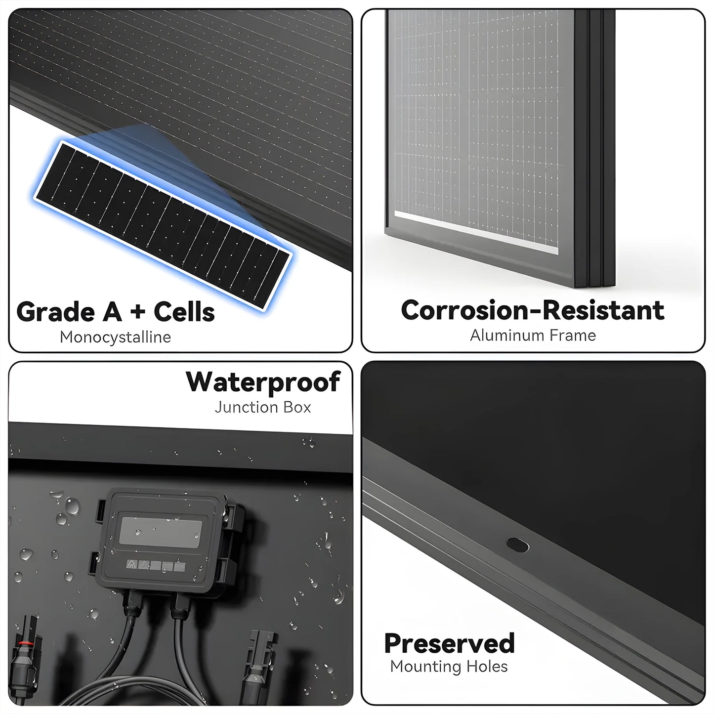 Rvpozwer 400W Mono N-Type Solar Panel For RV Marine Off-Grid