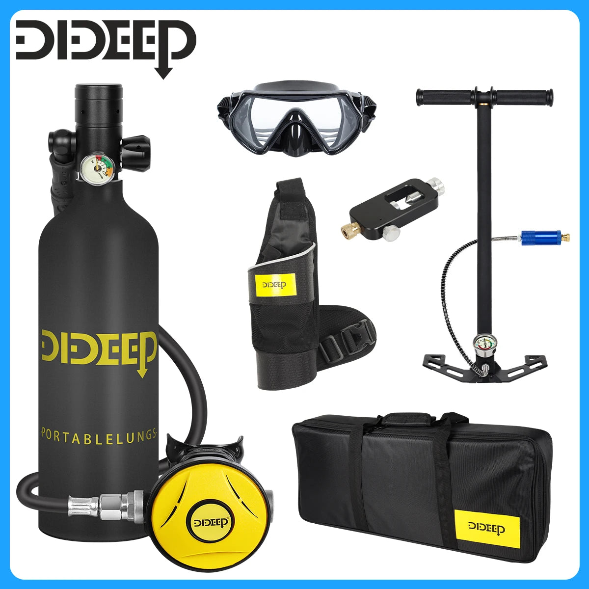DIDEEP Mini Scuba Tank Set With Hand Pump Diving 200Bar