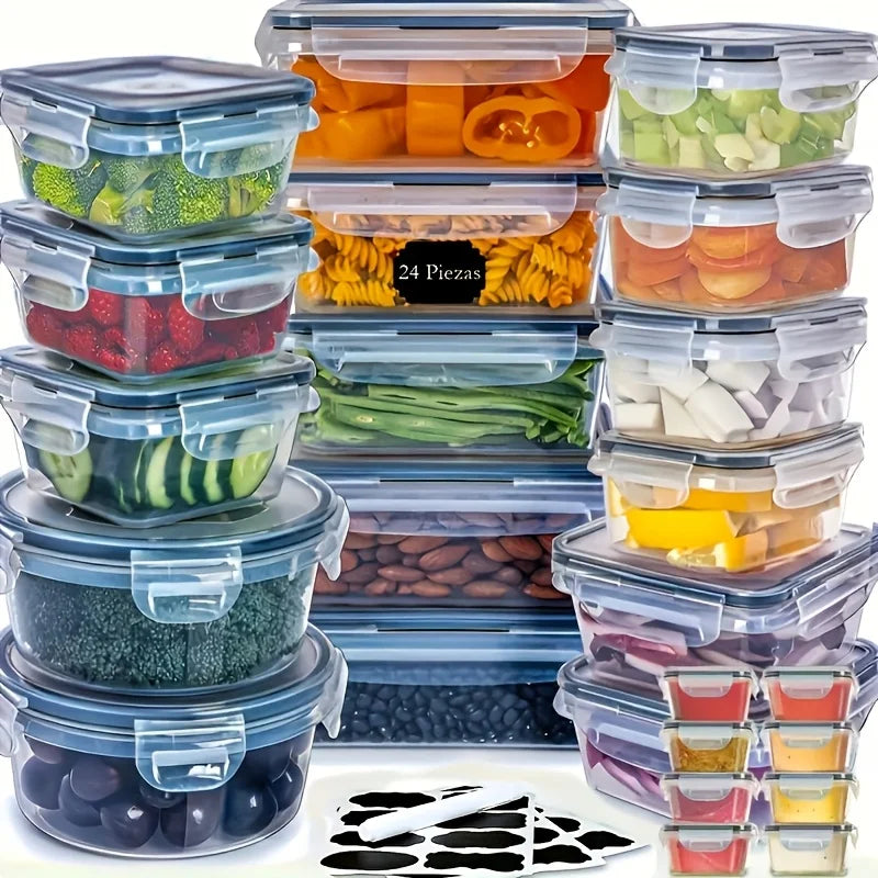 48-Piece Leakproof Food Storage Set – 24 Containers and 24 Lids, BPA-Free, Stackable Meal Prep, Easy-Snap Lids