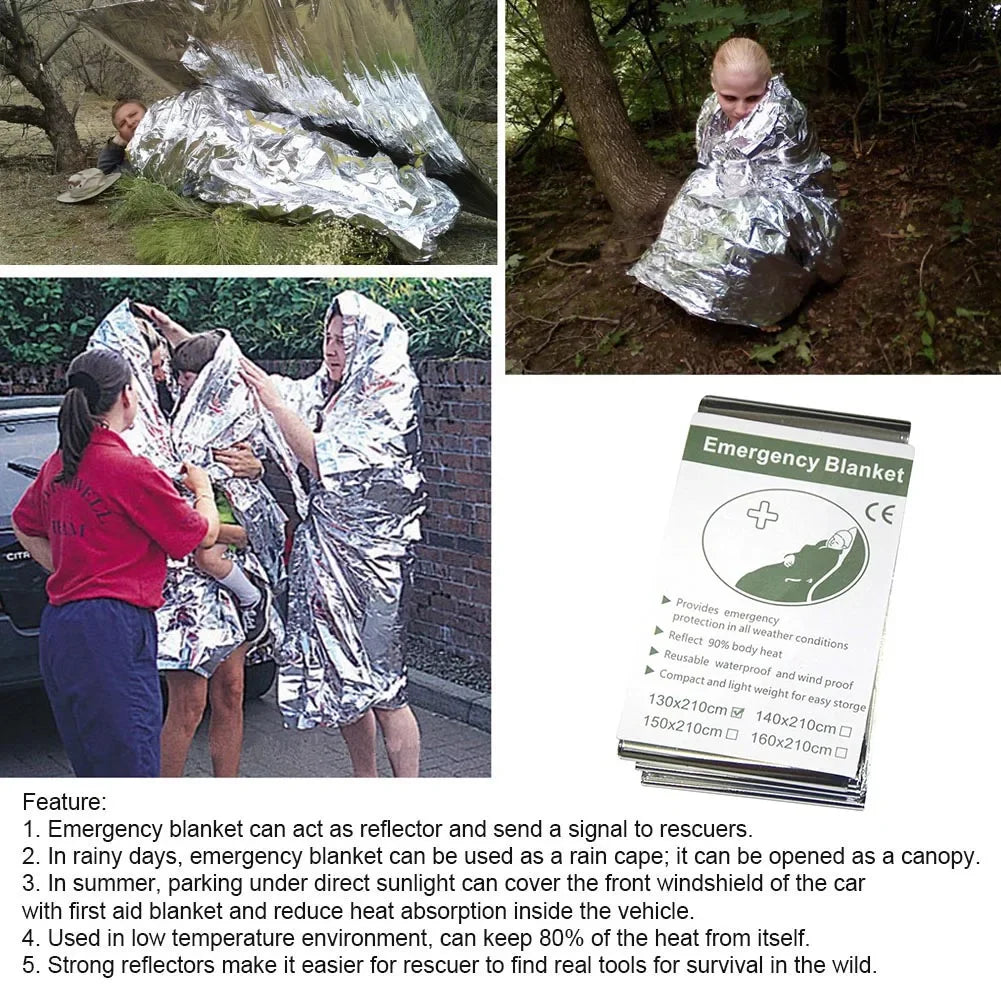 Emergency Survival Blanket For First Aid And Rescue, Windproof Thermal