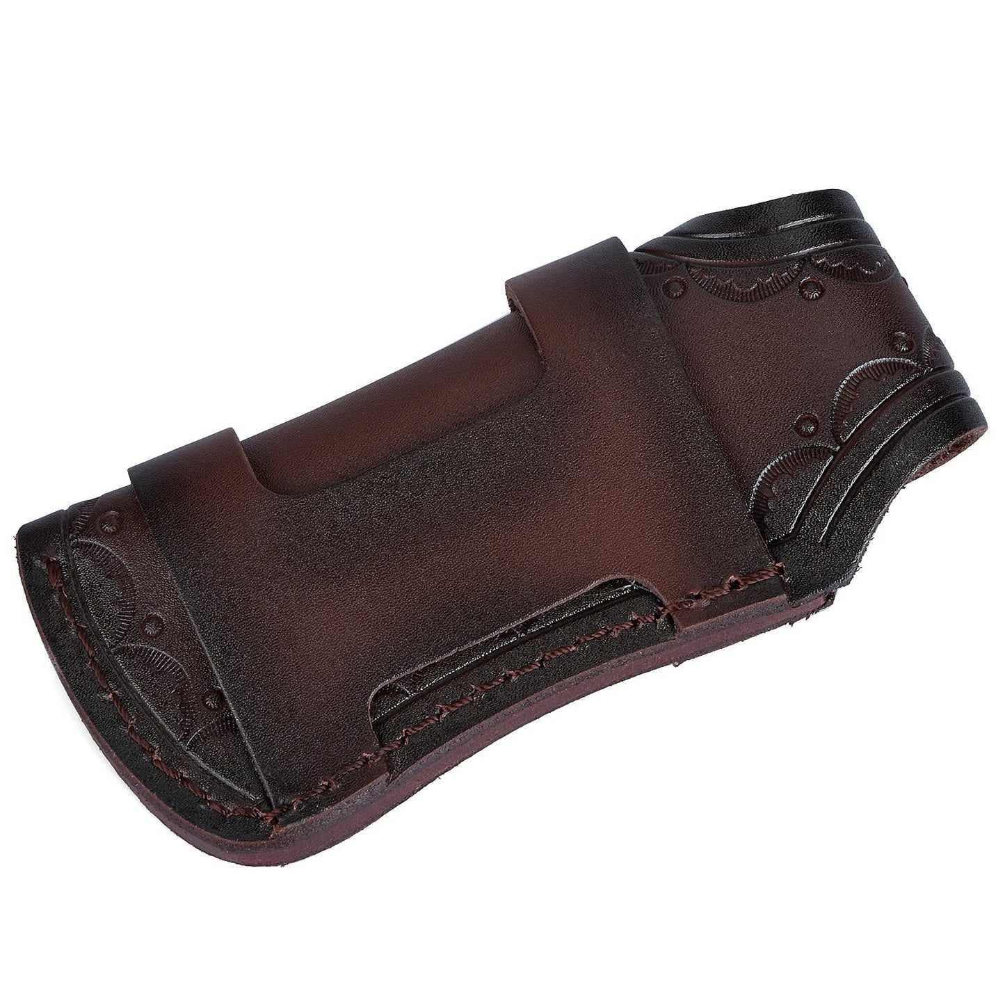 High Quality Carved Leather 4" Knife Pouch Head Layer Cowhide Folding Knife Holster Storage Pocket Outdoor Knife Case