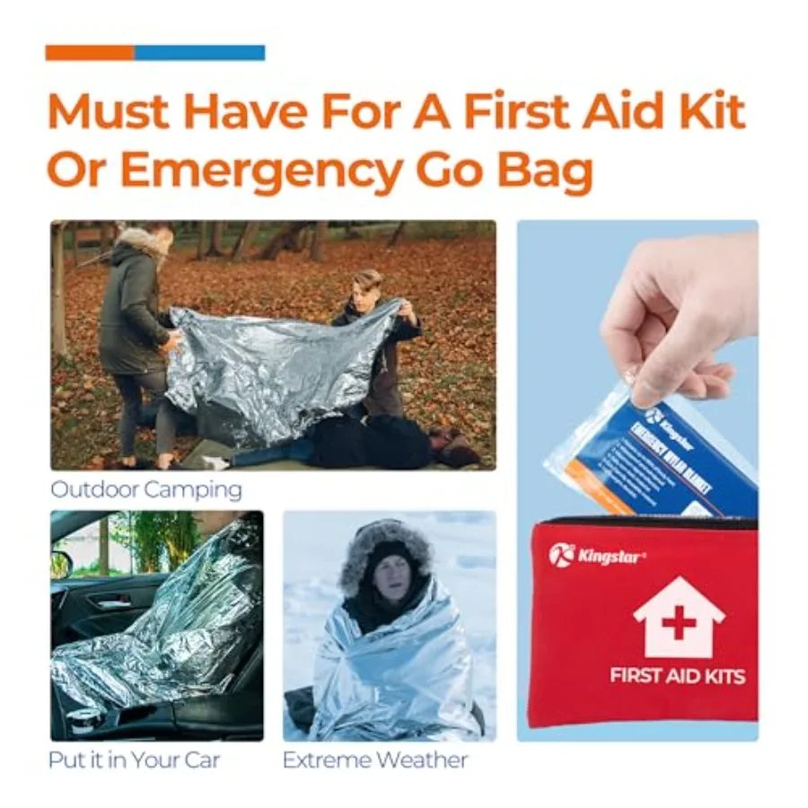 Emergency Blankets 120 Packs 84 L x 52 W Survival Gear for Family Homeless Emergency Warmth Bulk Reusable Mylar Thermal Blanket