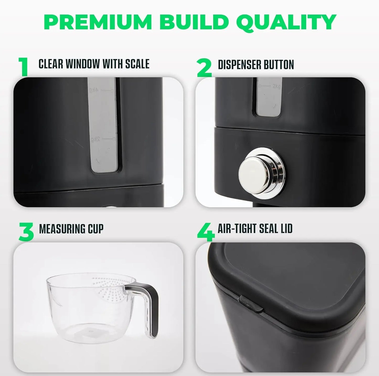 25 lbs Airtight Rice Dispenser with Scoop, Measuring Cup & Sponge for Fresh Food Storage